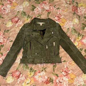 Chelsea & Violet sage green suede leather jacket